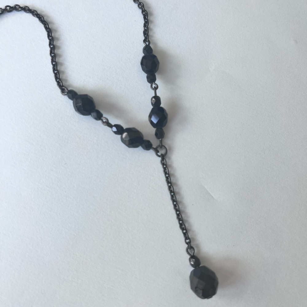 “1928”  Black Beaded Lariet Necklace - Picture 8 of 9